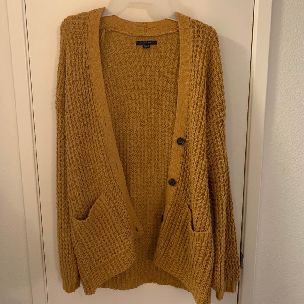 Mustard yellow boyfriend cardigan